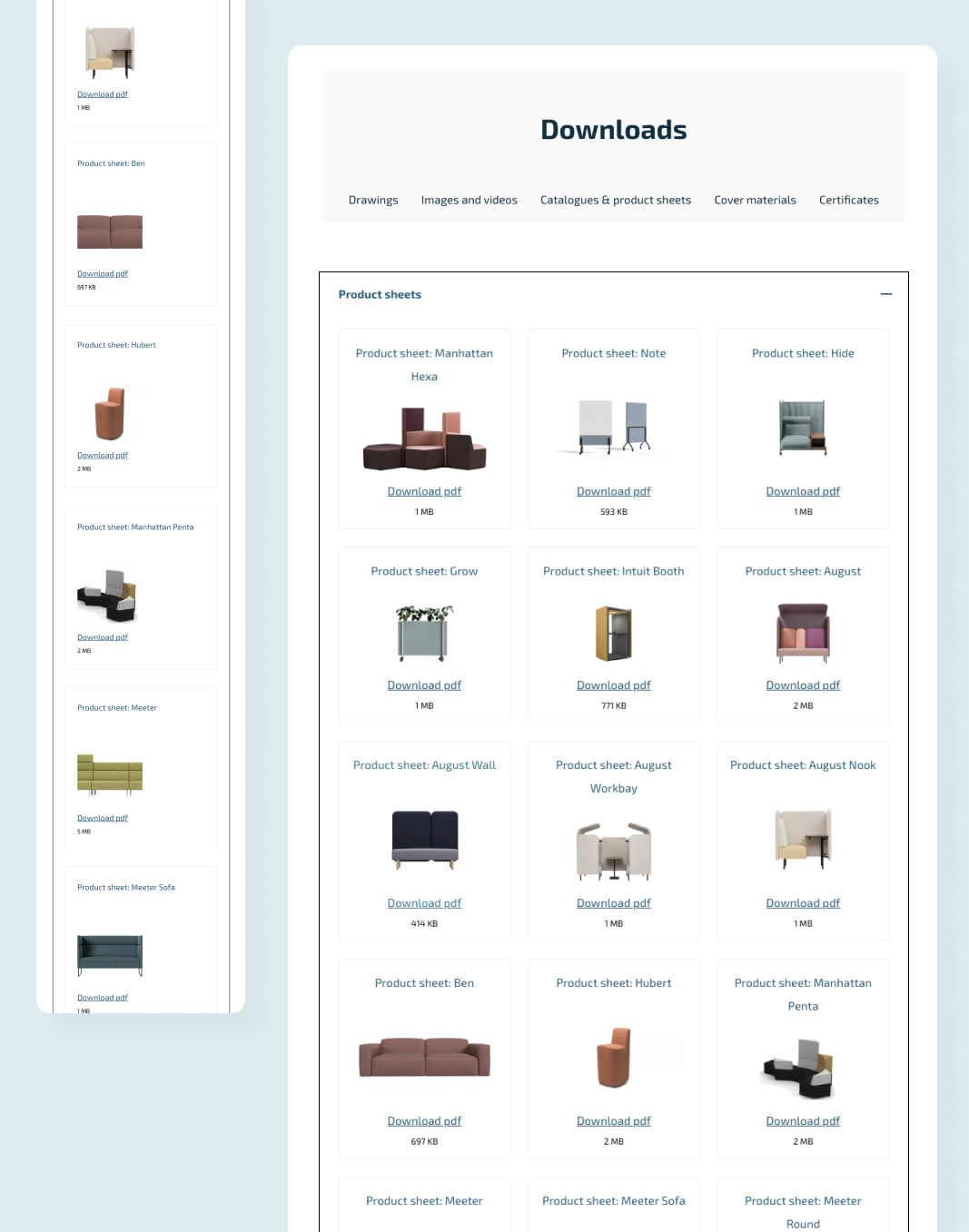 A page for professionals in the e-store